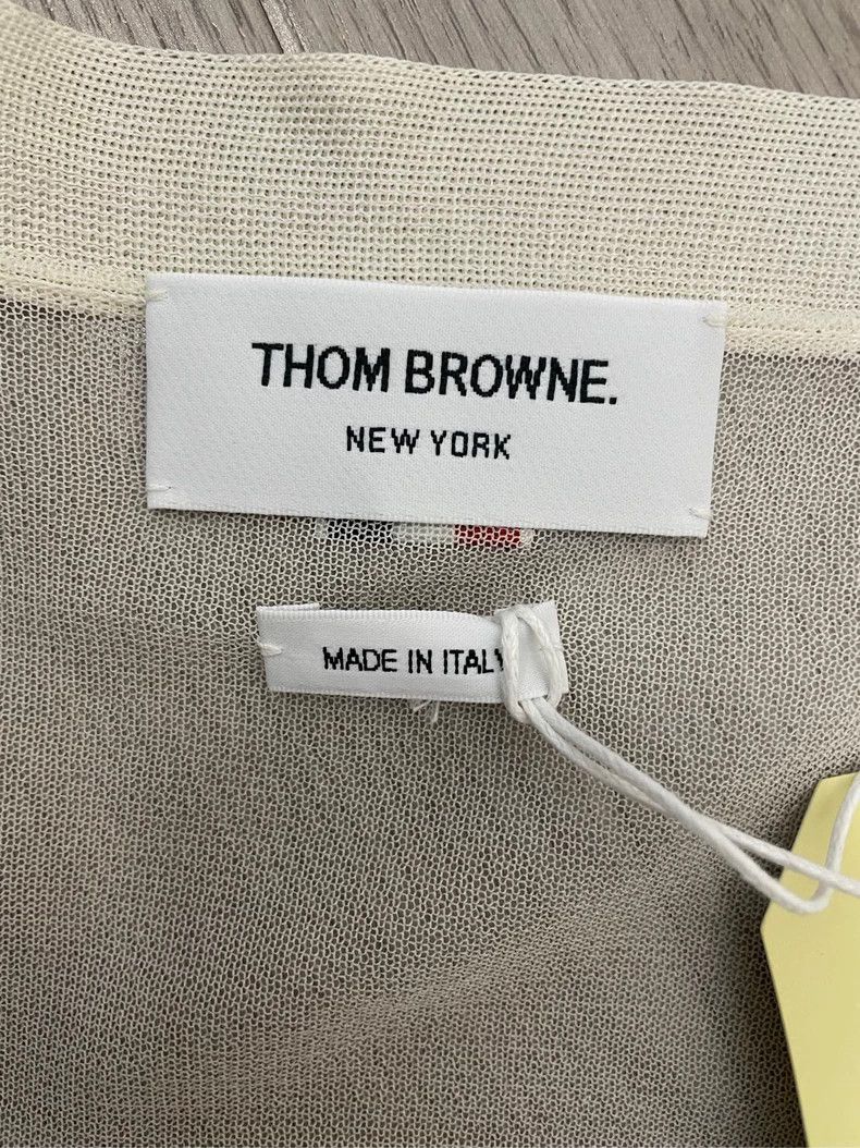 Thom Browne Thom Browne Beige silk summer series cardigan jacket 2506-N Size S / US 4 / IT 40 - 5 Thumbnail