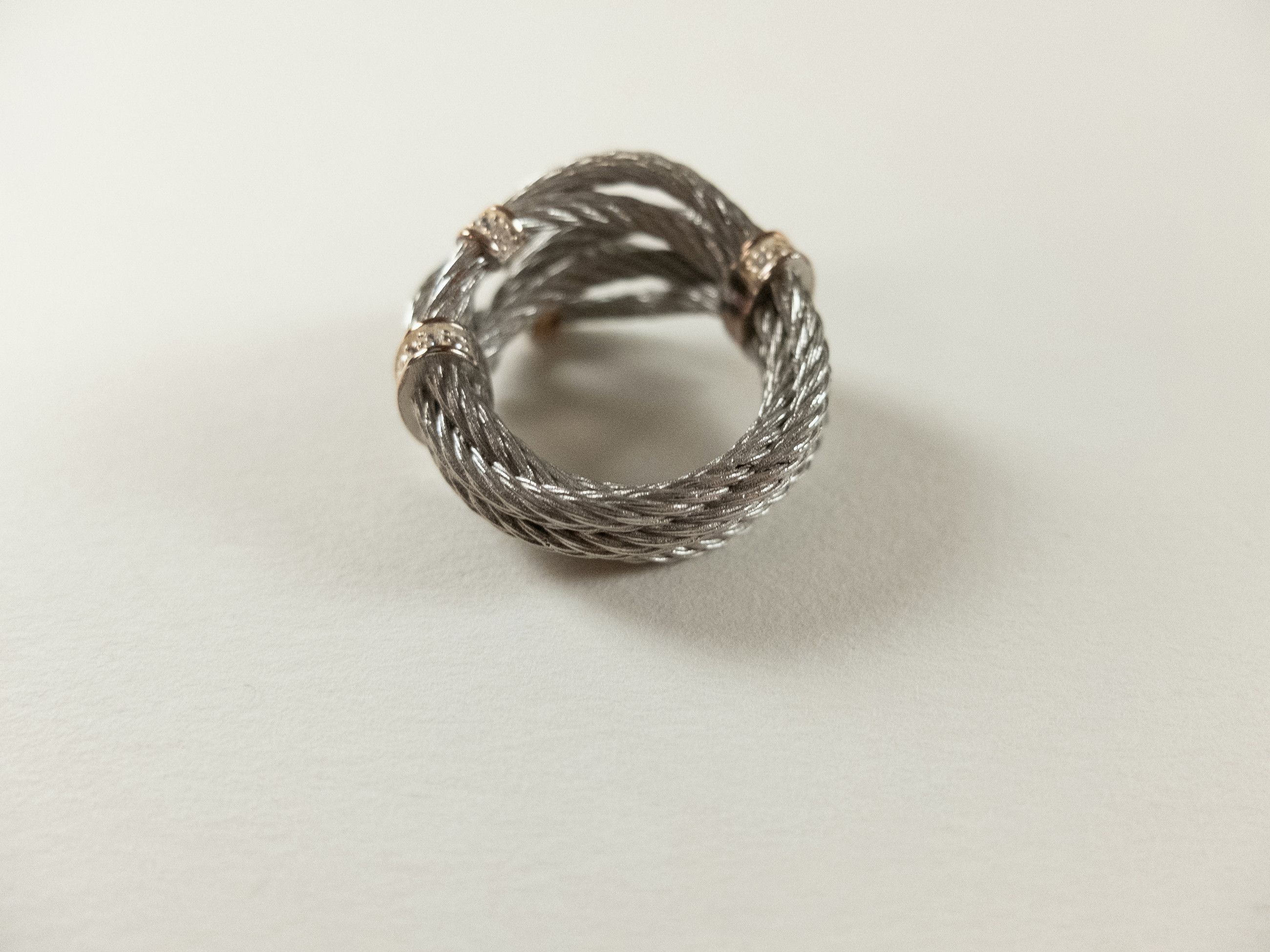 Bottega Veneta BOTTEGA VENETA Cord twisted silver ring w zirconia crystals Size ONE SIZE - 3 Thumbnail
