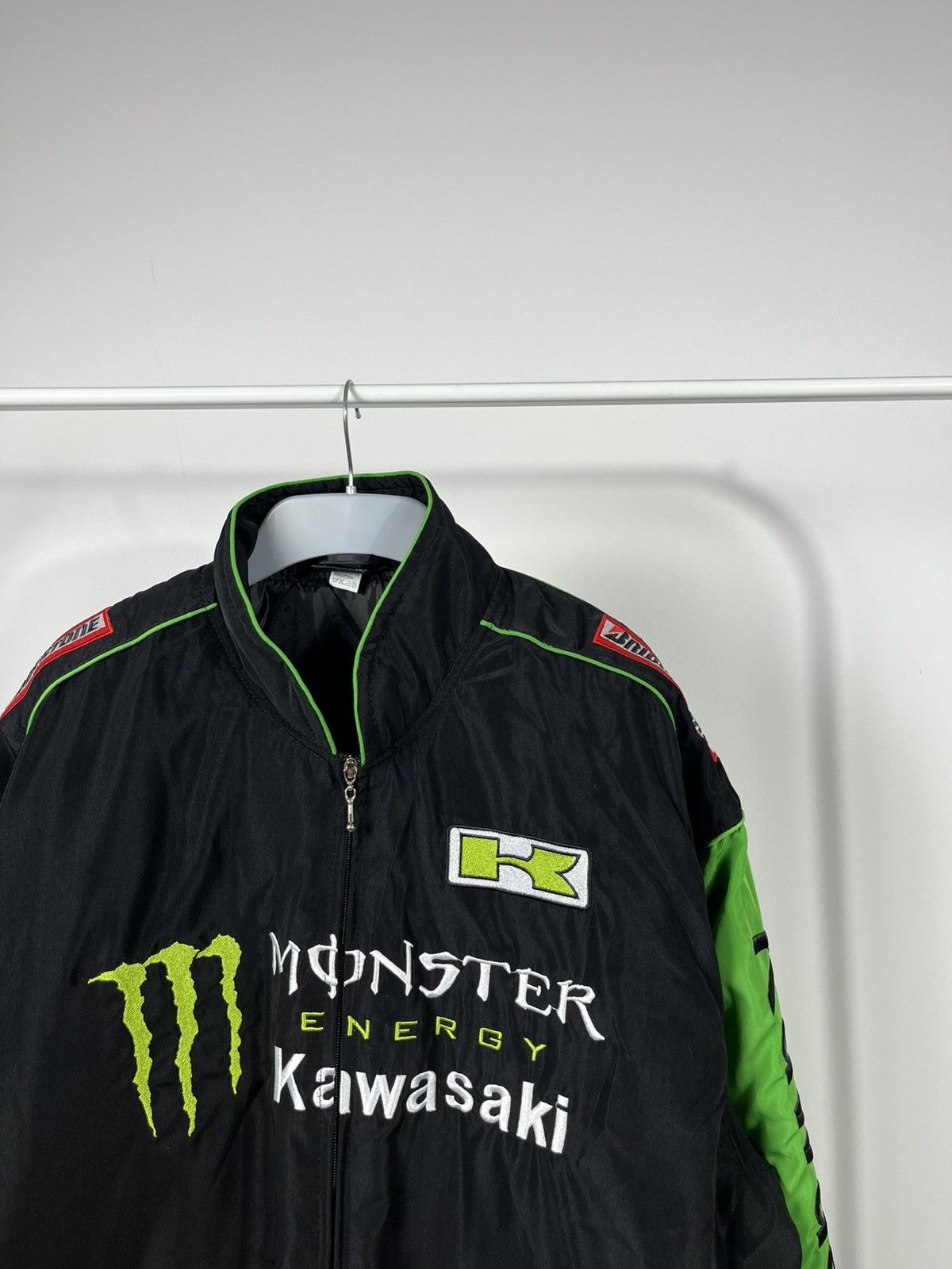 Vintage Monster Energy Kawasaki Racing Bomber Jacket XXL Black