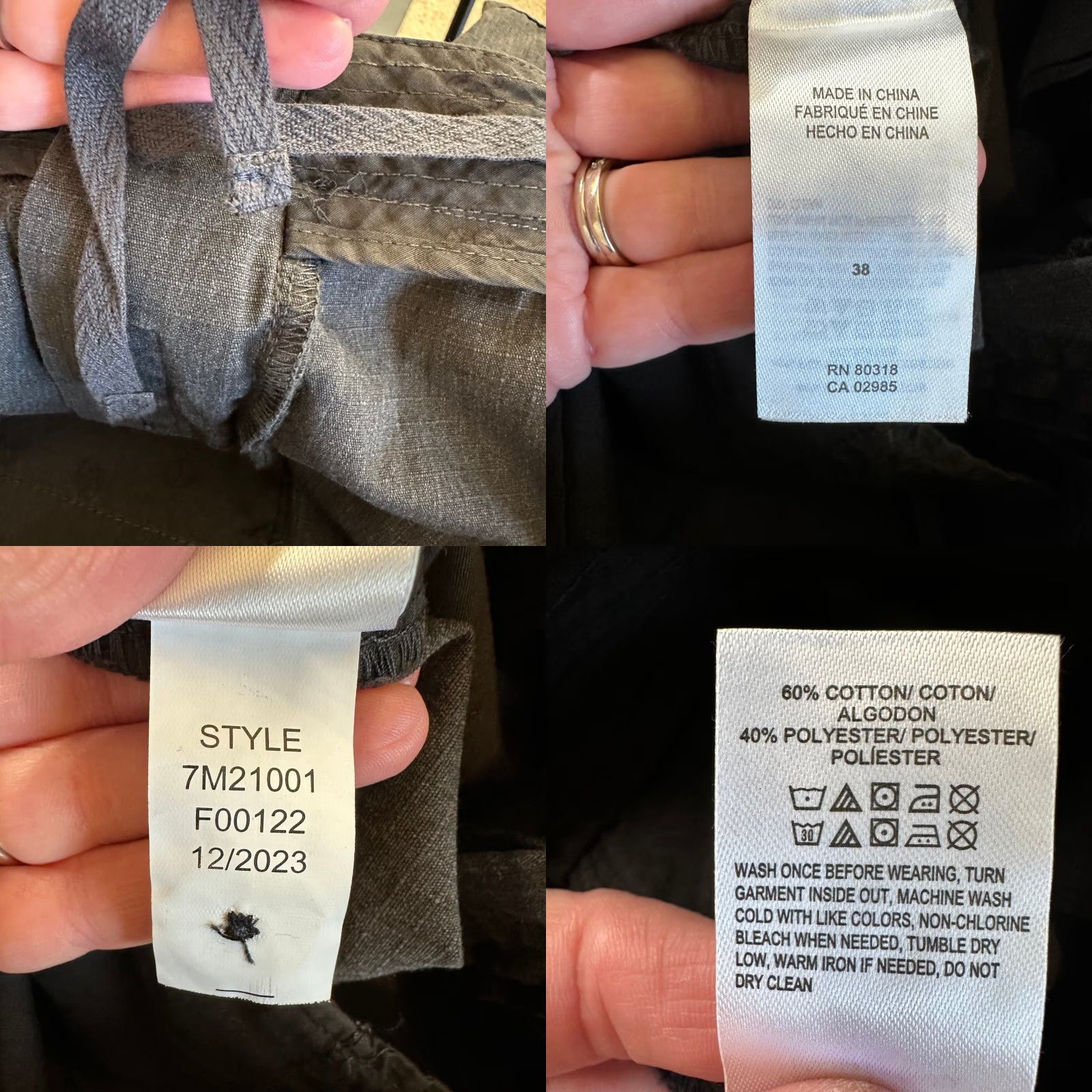 Lucky Brand Lucky Brand Mens Cargo Shorts 38 Charcoal Gray Ripstop Utility Drawstring Waist Cargo Pocket Casual Shorts Mens Size US 38 / EU 54 - 8 Thumbnail
