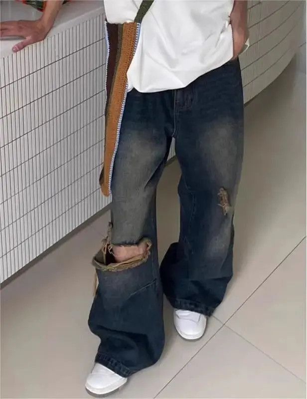 Japanese Brand Retro hip-hop washed distressed jeans Size US 32 / EU 48 - 2 Thumbnail