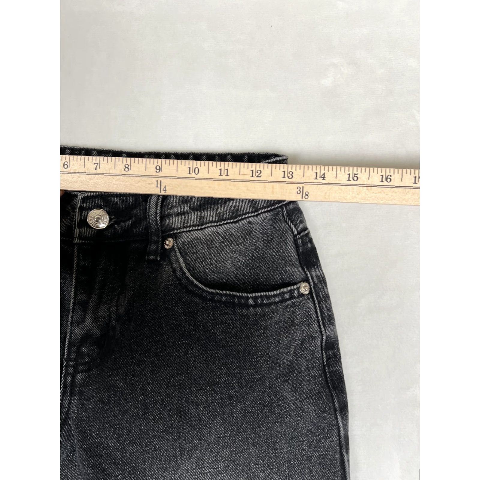 Vintage Edikted Wide Leg Jeans Womens Small Black Charcoal Wash Denim Size 28" / US 6 / IT 42 - 5 Thumbnail