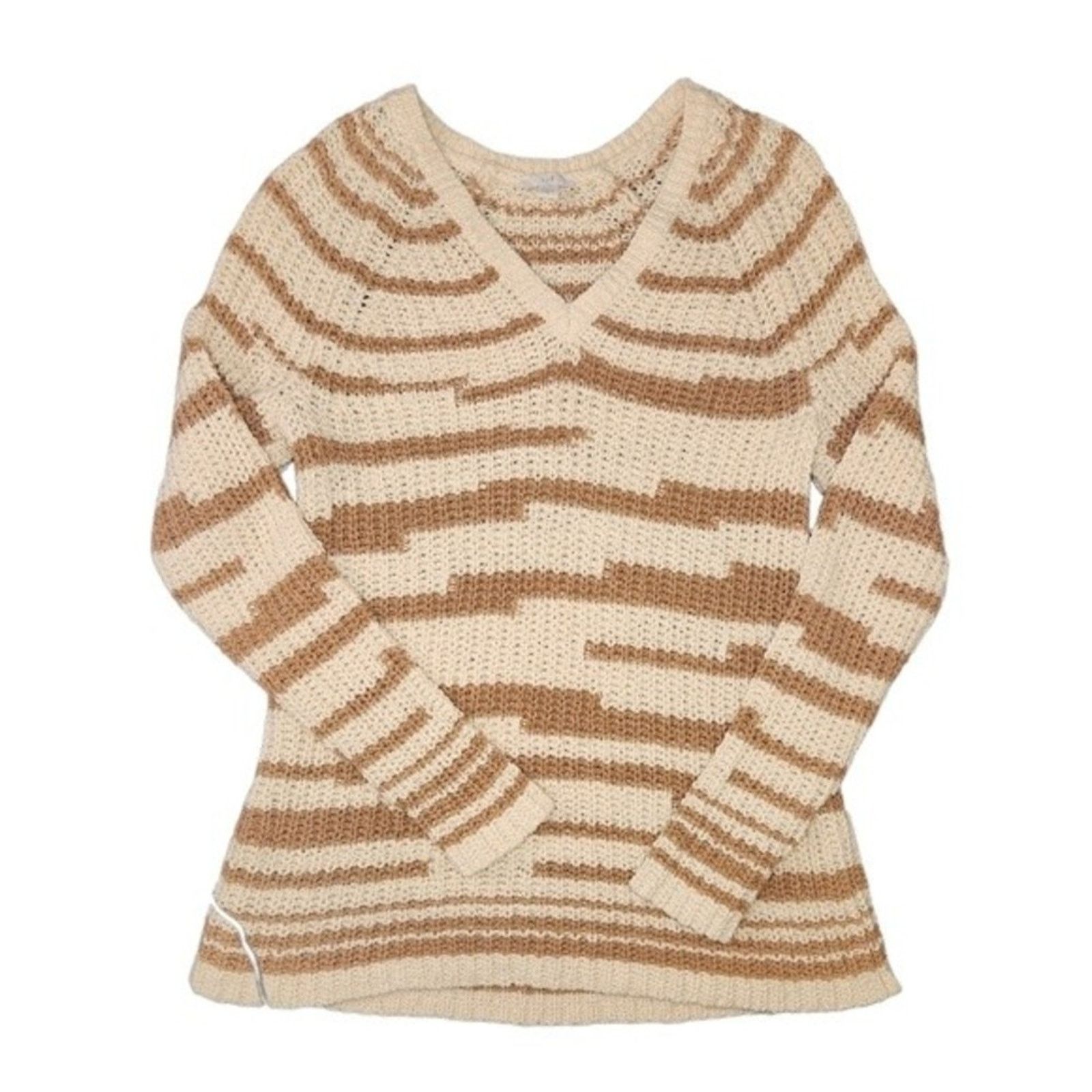 J. Jill J. Jill Chunky Knit Neutral Stripe Sweater Small 100% cotton Size S / US 4 / IT 40 - 5 Thumbnail