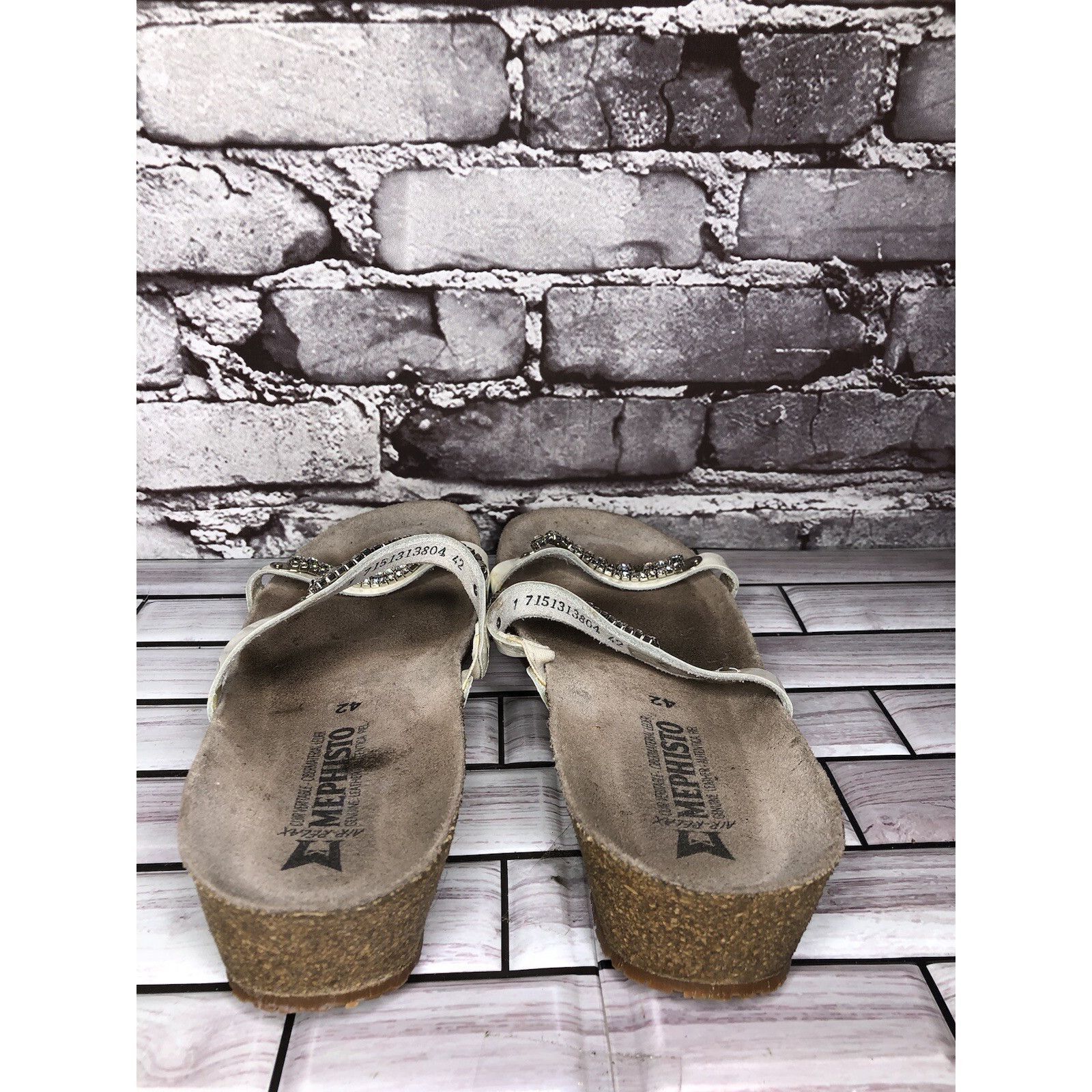 Mephisto Mephisto White Rhinestone Crystal Strap Slide Cork Sandals W Size US 11 / IT 41 - 6 Thumbnail