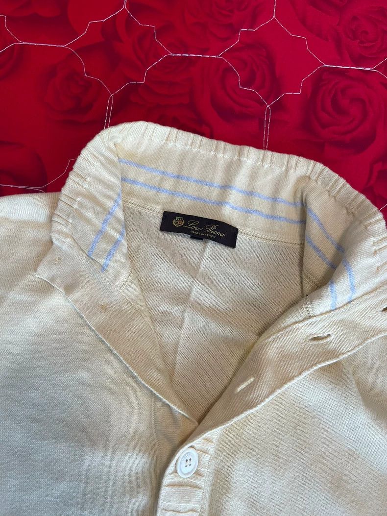 Loro Piana LORO PIANA Pure cotton small high collar casual knit sweat Size L / US 10 / IT 46 - 1 Thumbnail