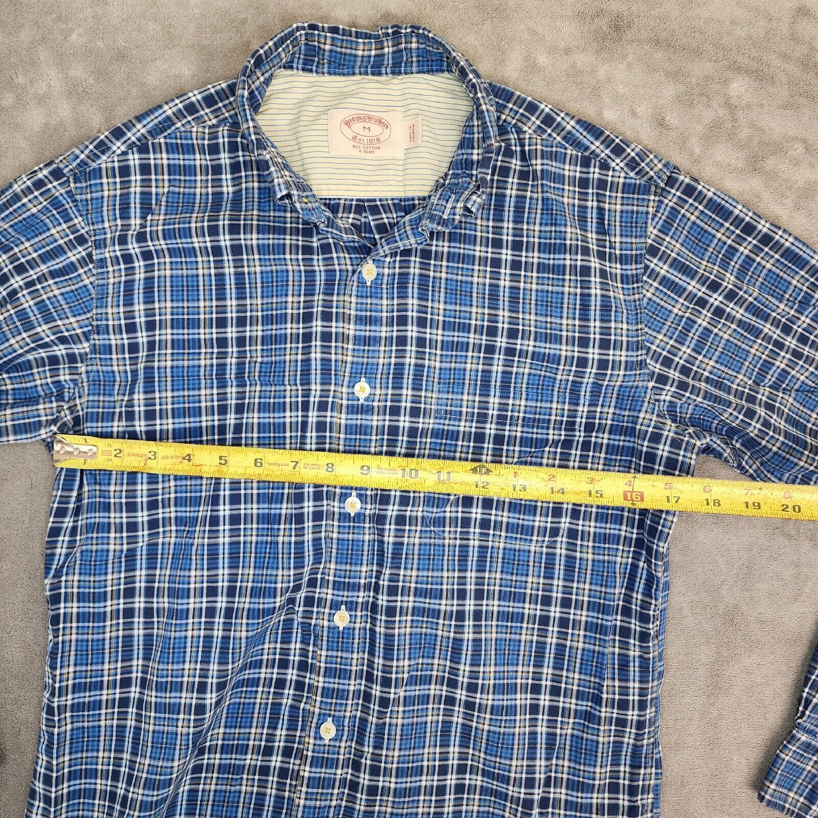 Brooks Brothers Brooks Brothers Medium Blue Plaid Long Sleeve Shirt Slim Size US M / EU 48-50 / 2 - 8 Thumbnail