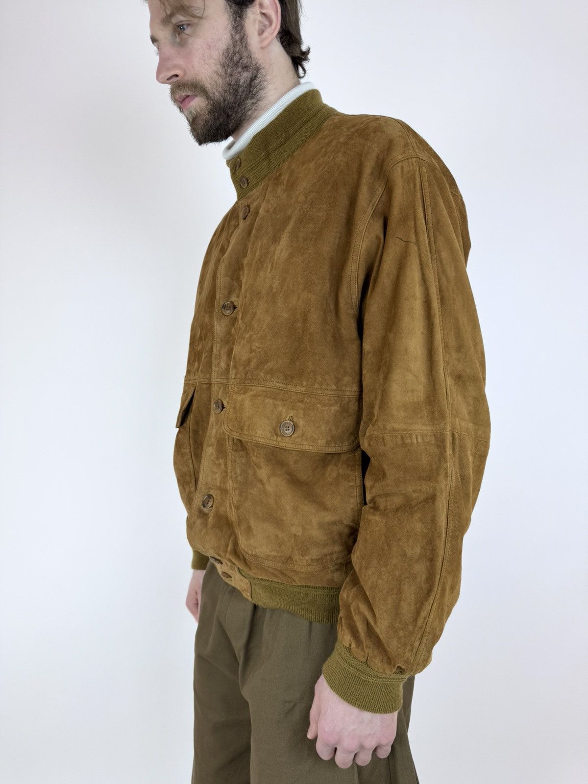Other Vintage Suede Bomber Jacket Old Money Preppy Leather JKT Size US L / EU 52-54 / 3 - 15 Thumbnail