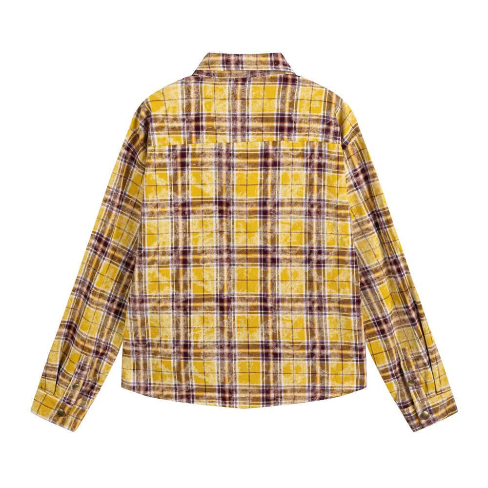 Pocket Plaid Long Sleeve Vintage Streetwear Shirt