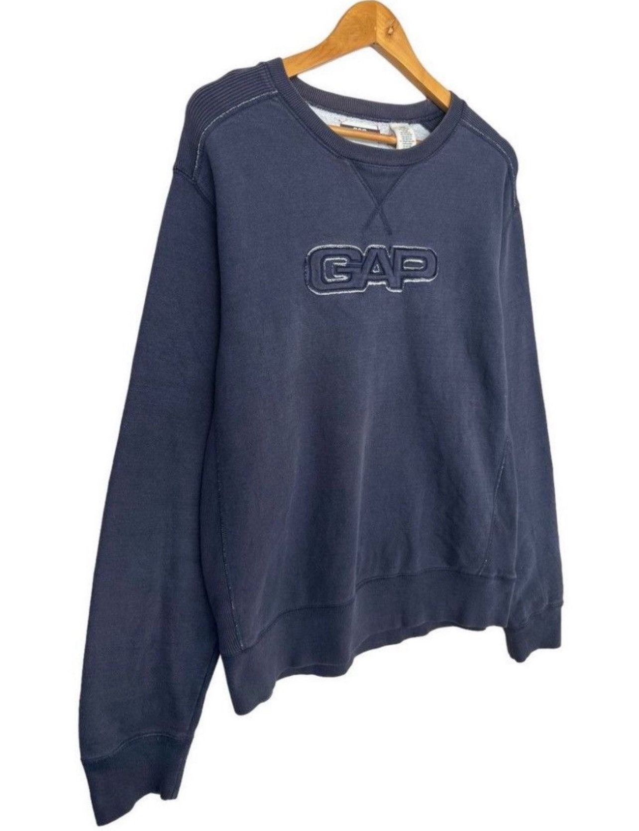 Gap Vintage Gap Spellout Sunfaded Baggy Navy Hoodie Sweatshirt Size US M / EU 48-50 / 2 - 2 Thumbnail
