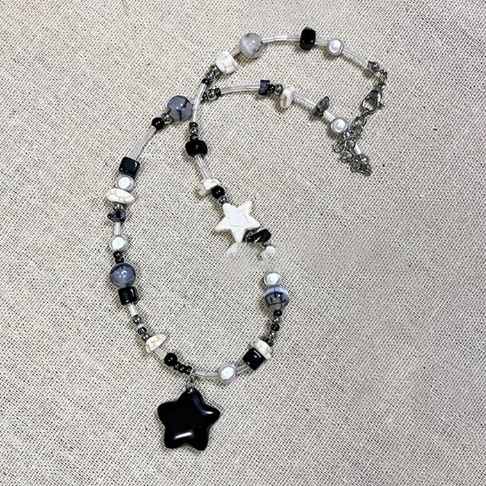 Cuban Link Chain black and white star necklace Grailed