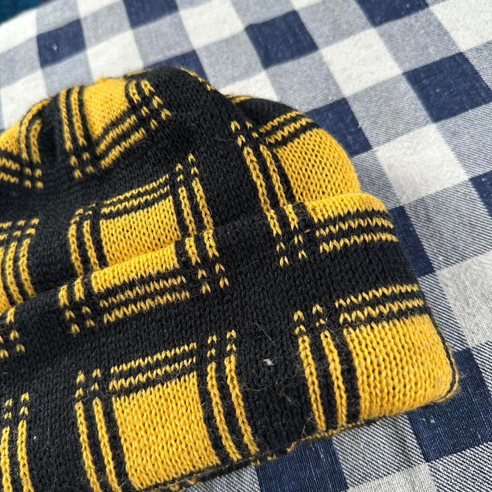Pendleton × Vintage Vintage 80s Chunky Checkered Pendleton Wool Ski Beanie Hat Size ONE SIZE - 7 Thumbnail