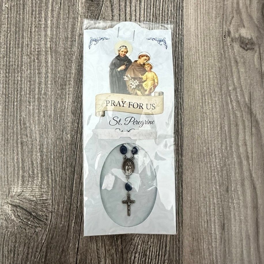 Other pray for us st peregrine blue silver gray rosary necklace Size ONE SIZE - 1 Thumbnail