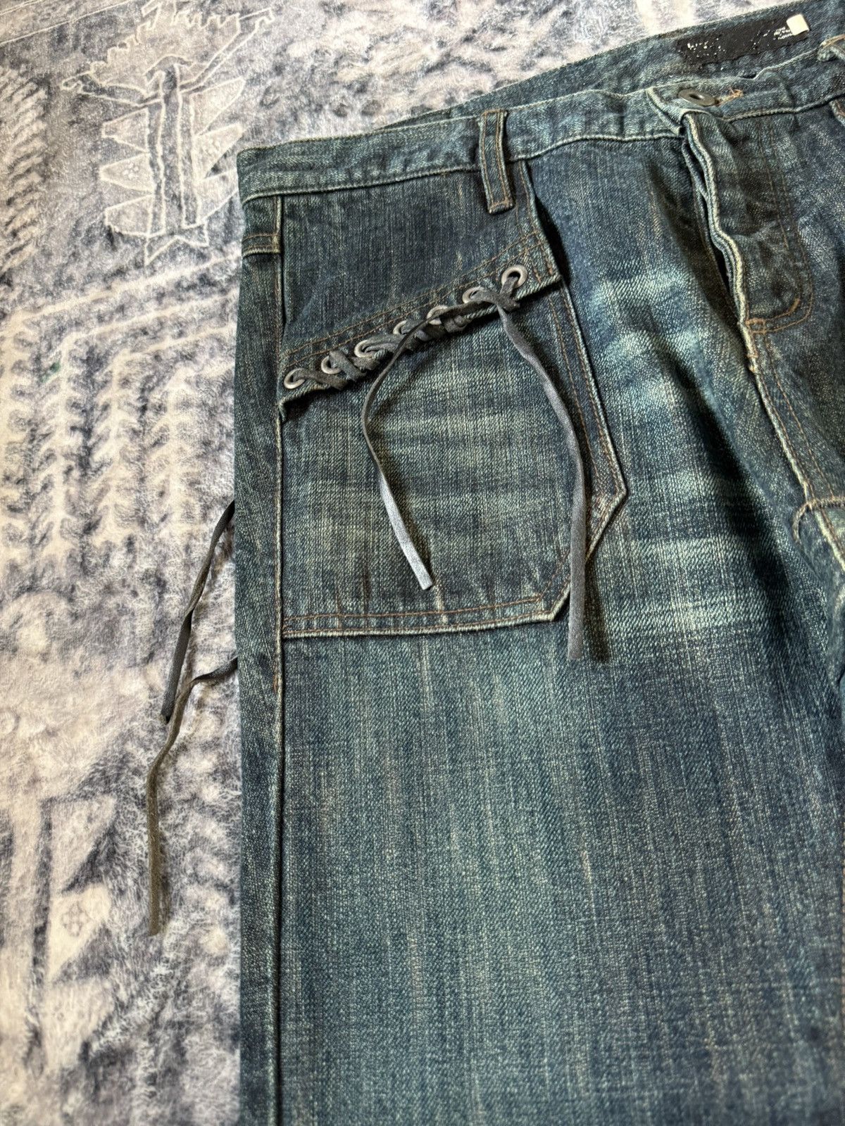 L7 Real Hip L7 Real Hip Leather Lace-up Braided Pocket Flared Jeans Size US 32 / EU 48 - 8 Thumbnail