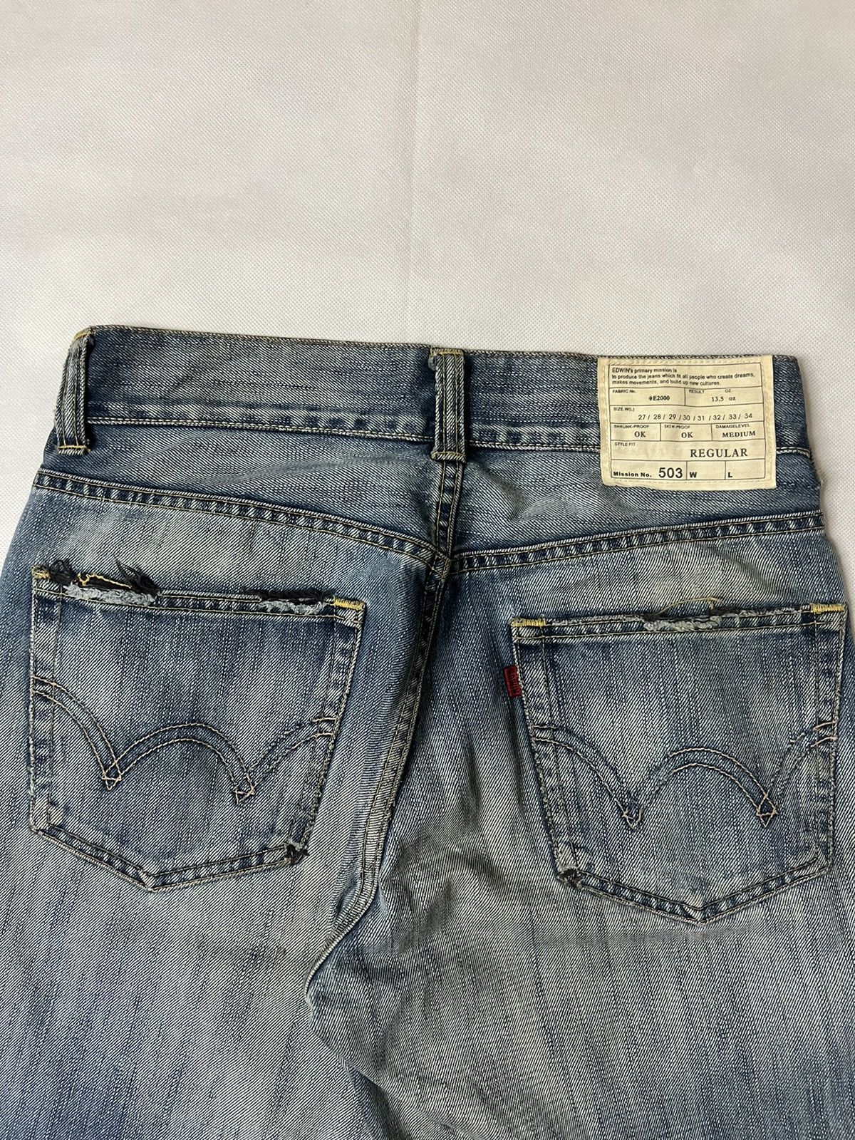 Edwin Vintage Edwin 503 Regular Distressed Denim Size US 29 - 7 Thumbnail