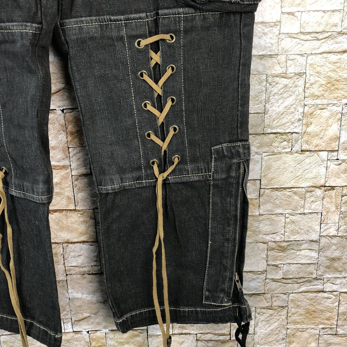 Japanese Brand Maliani Black Cropped seditionaries punk cargo Pants #A956 Size US 29 - 12 Thumbnail