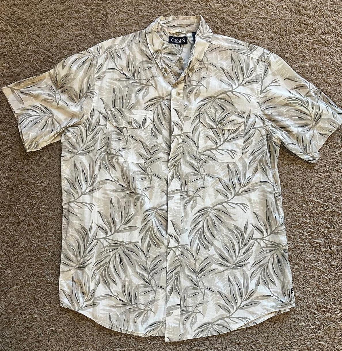 Chaps Chaps Men's Short Sleeve Tropical Leaf Shirt - Size L Size ONE SIZE - 1 Thumbnail