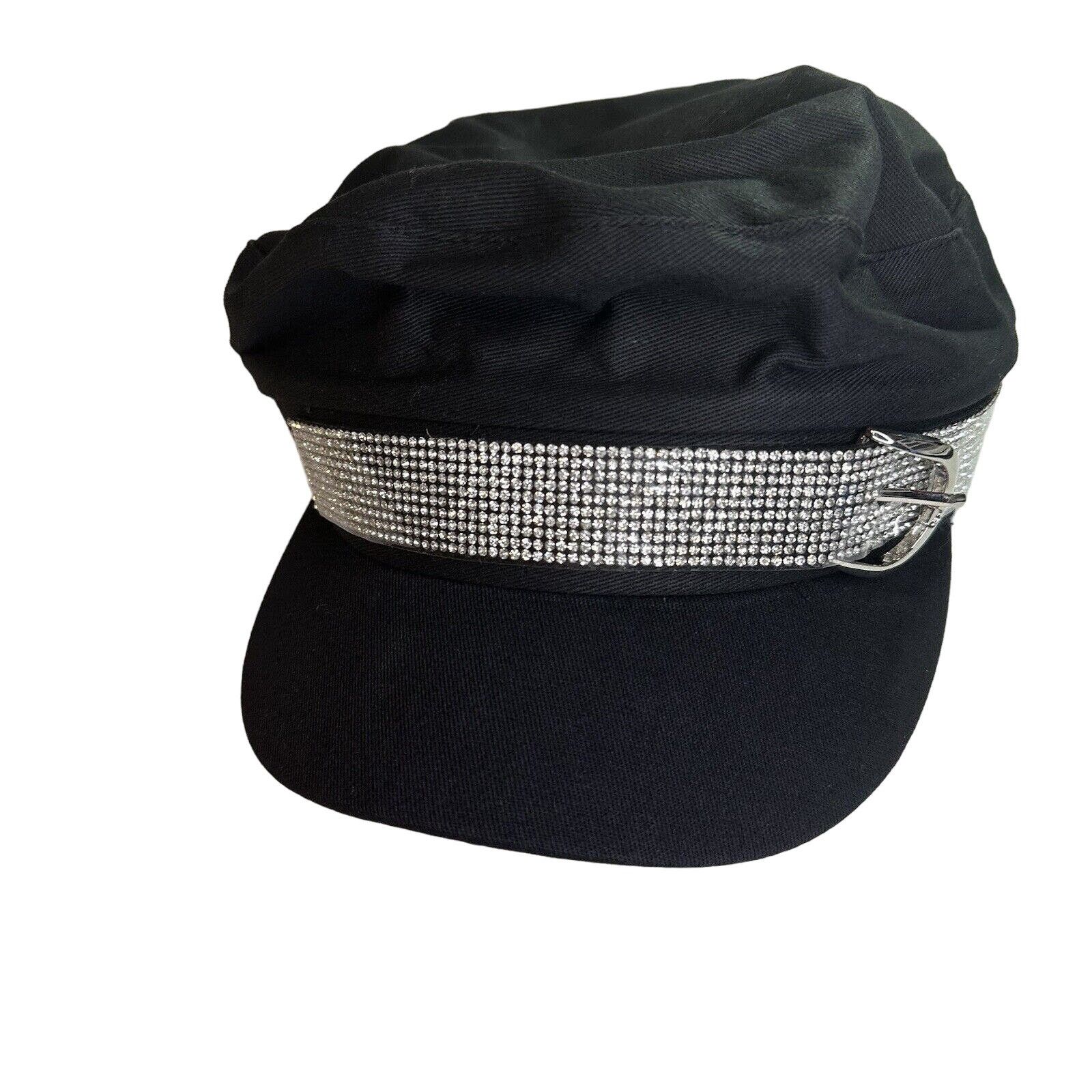 (di)vision Beret Black Cotton Rhinestone Cap Retro Painter Newsboy Hat Size ONE SIZE - 4 Thumbnail