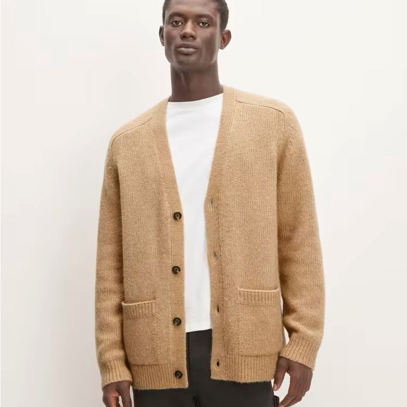 Image of Everlane Merino Wool Alpaca Brown Cardigan | Size Xl, Men's