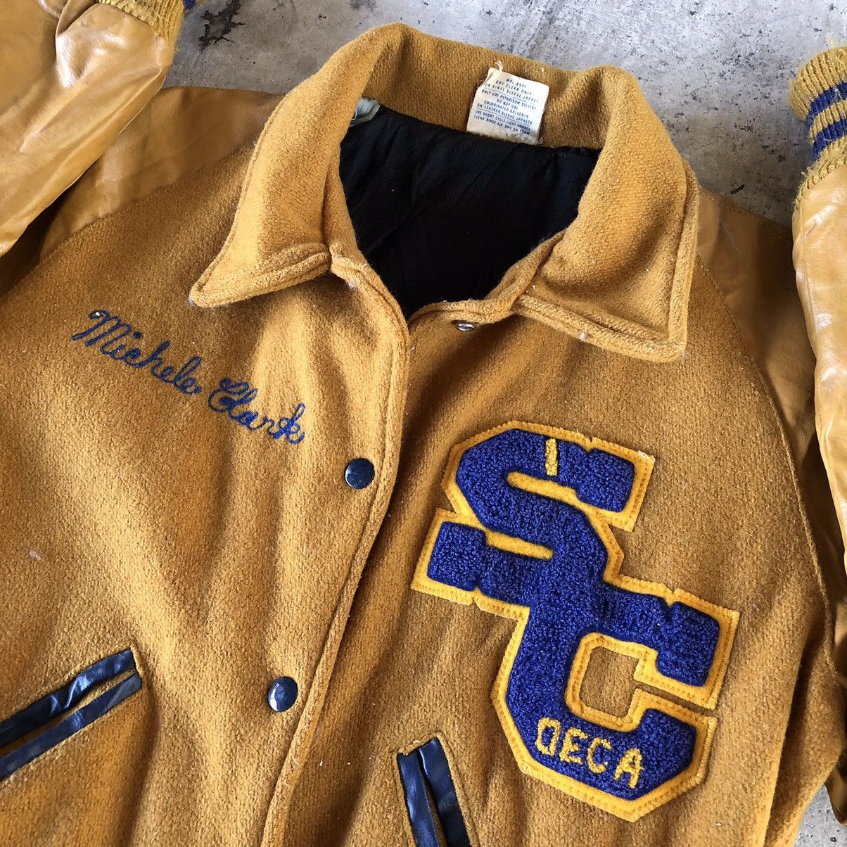 Vintage ADMIRAL SPORTSWEAR Custom Made Leather Varsity Jacket Size US M / EU 48-50 / 2 - 6 Thumbnail