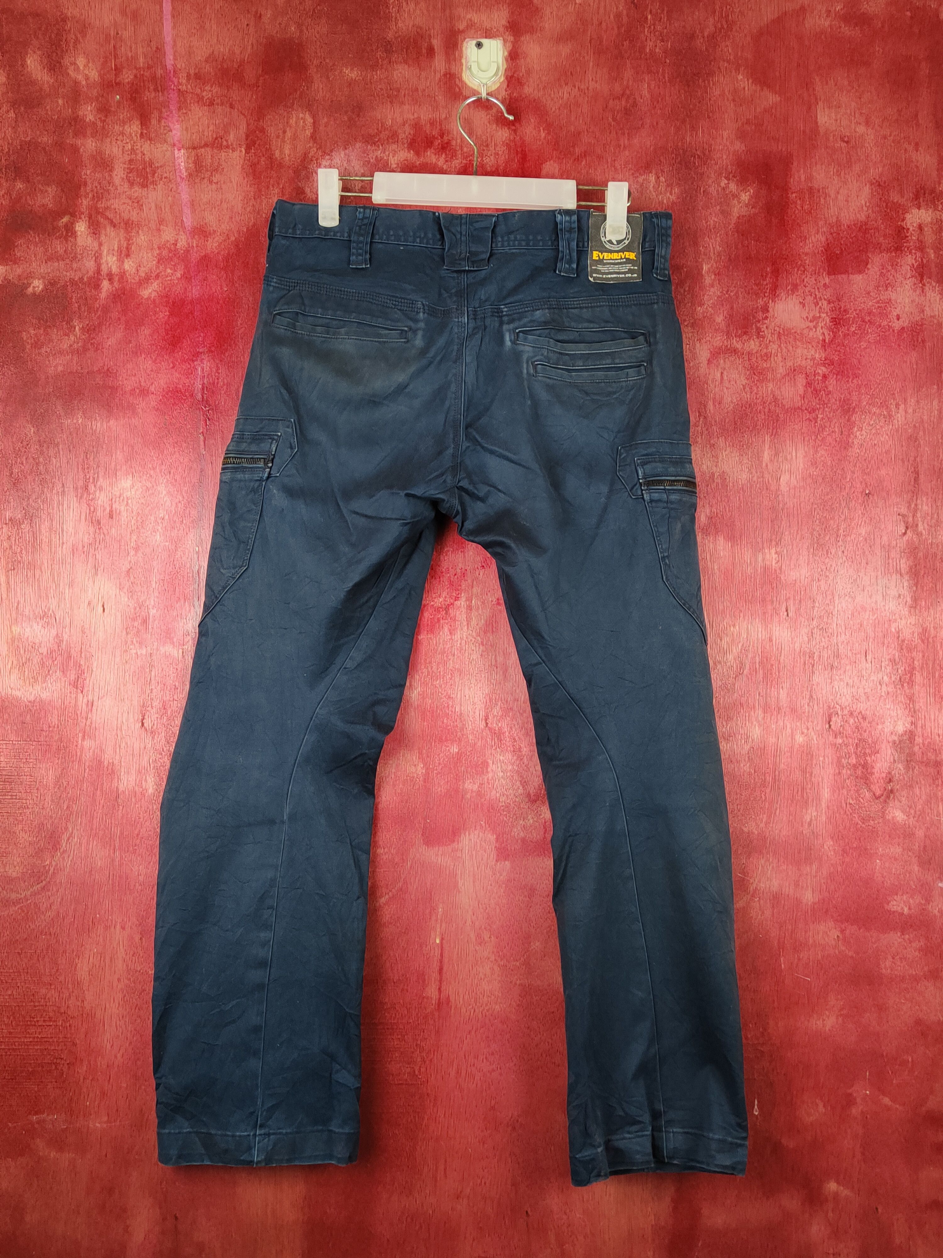 Japanese Brand Evenriver Dark Blue Multipocket Tactical Cargo Pants #S1449 Size US 32 / EU 48 - 7 Thumbnail