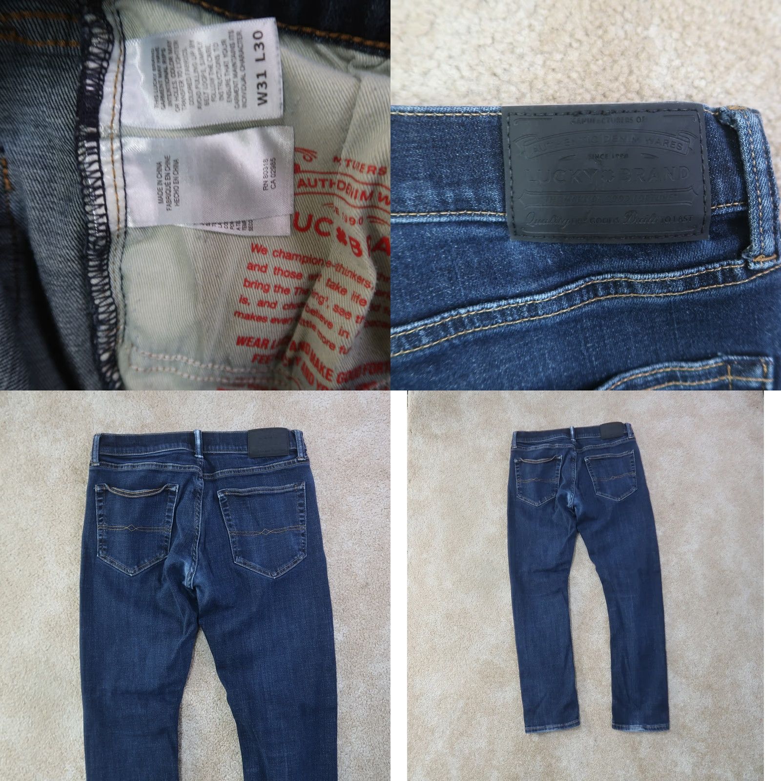 Lucky Brand Lucky Brand 110 Slim Straight Jeans Men's 31x30 Blue Denim Stretch Size US 31 - 8 Thumbnail