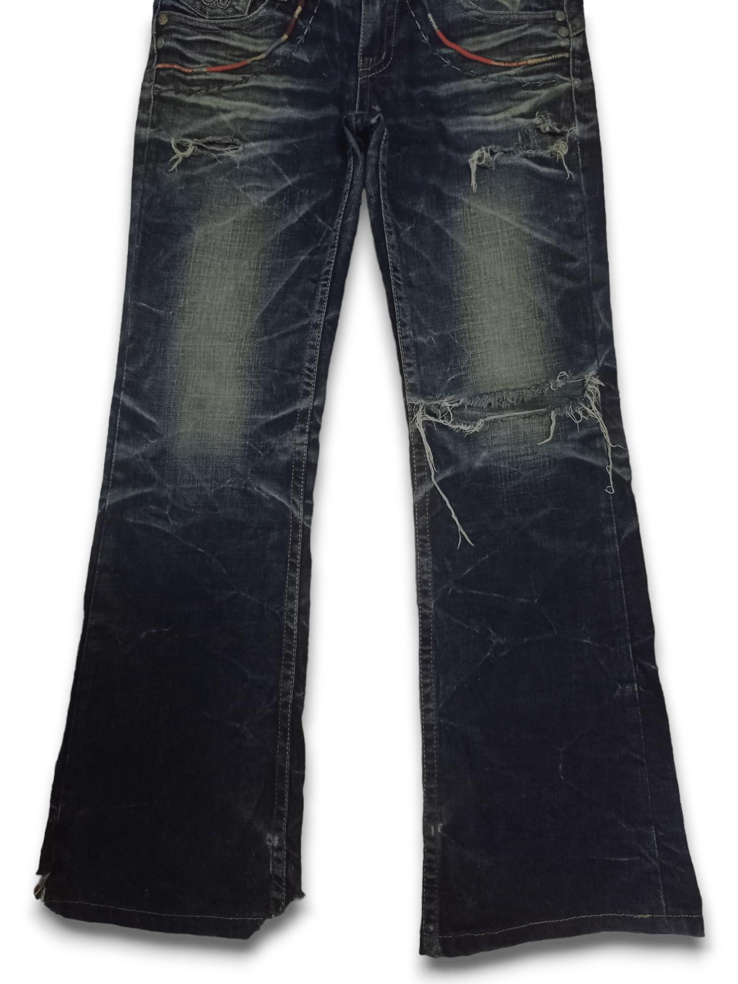 Japanese Brand Vintage Japanese Embroidered Buckle Back Flare Jeans Size US 32 / EU 48 - 10 Thumbnail