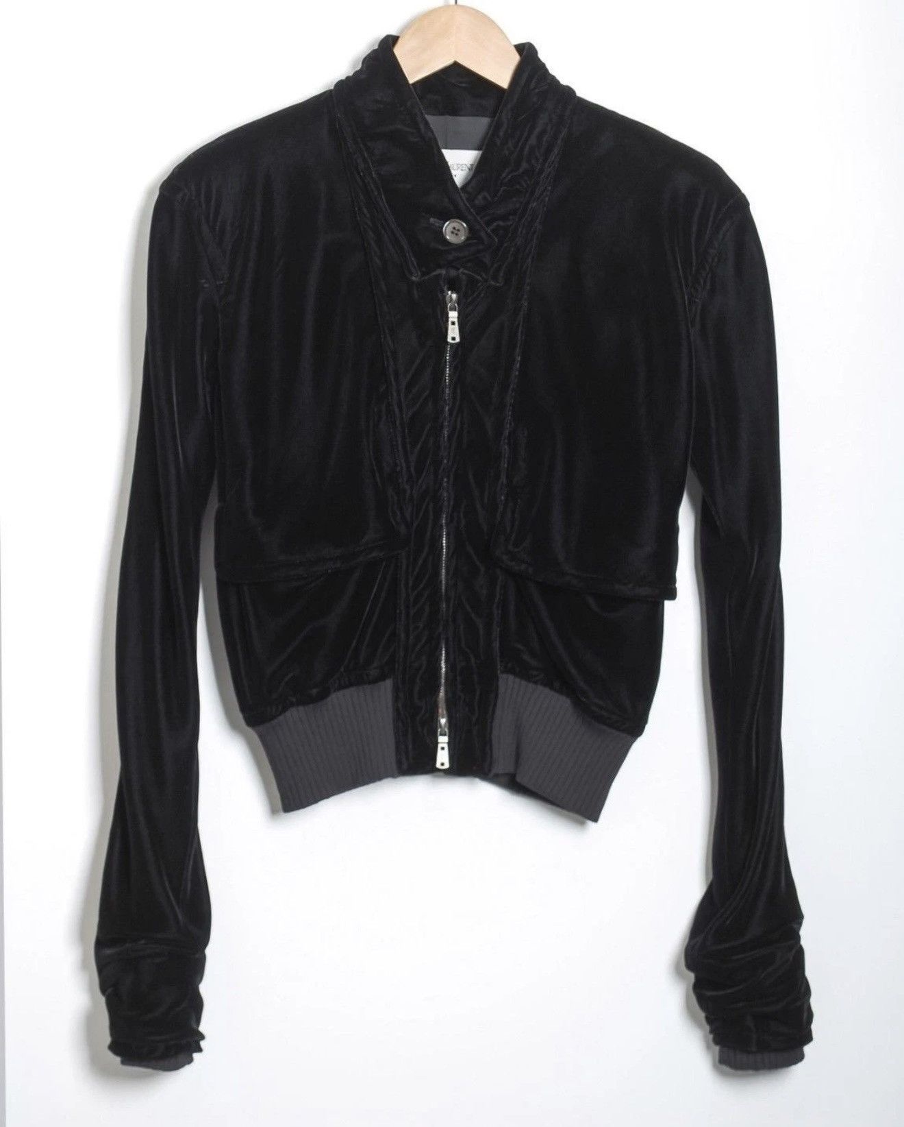Saint Laurent Paris SAINT LAURENT by Tom Ford FW2003 Velvet Silk Bomber Jacket Size S / US 4 / IT 40 - 1 Thumbnail