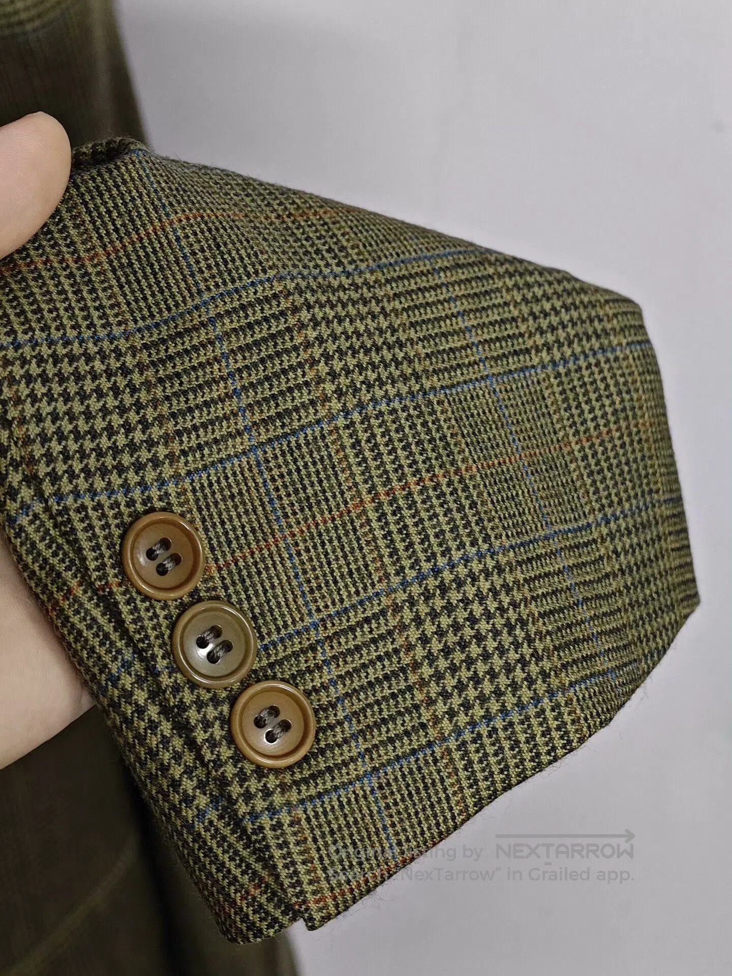 Japanese Brand Stylish Green Plaid Wool-Cashmere Blazer. Size US M / EU 48-50 / 2 - 4 Thumbnail