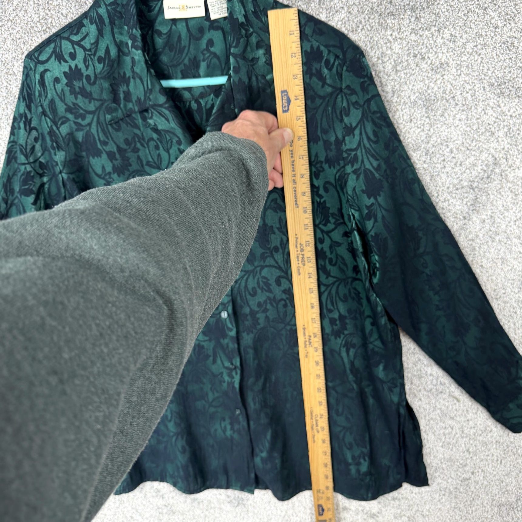 Vintage VINTAGE Jaclyn Smith Blouse Womens 16 Green Floral 90s Gothic Whimsigoth Dark Academia Shirt Size XXL / US 16-18 / IT 52-54 - 2 Thumbnail