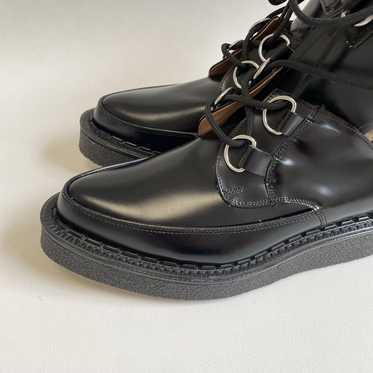 Comme des Garcons Black Leather Combat Boot Creepers Size US 9 / IT 39 - 3 Thumbnail