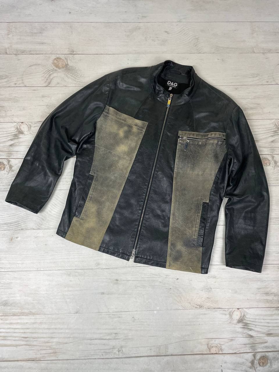 Vintage Dolce Gabbana Leather Jacket 90s USA Moto