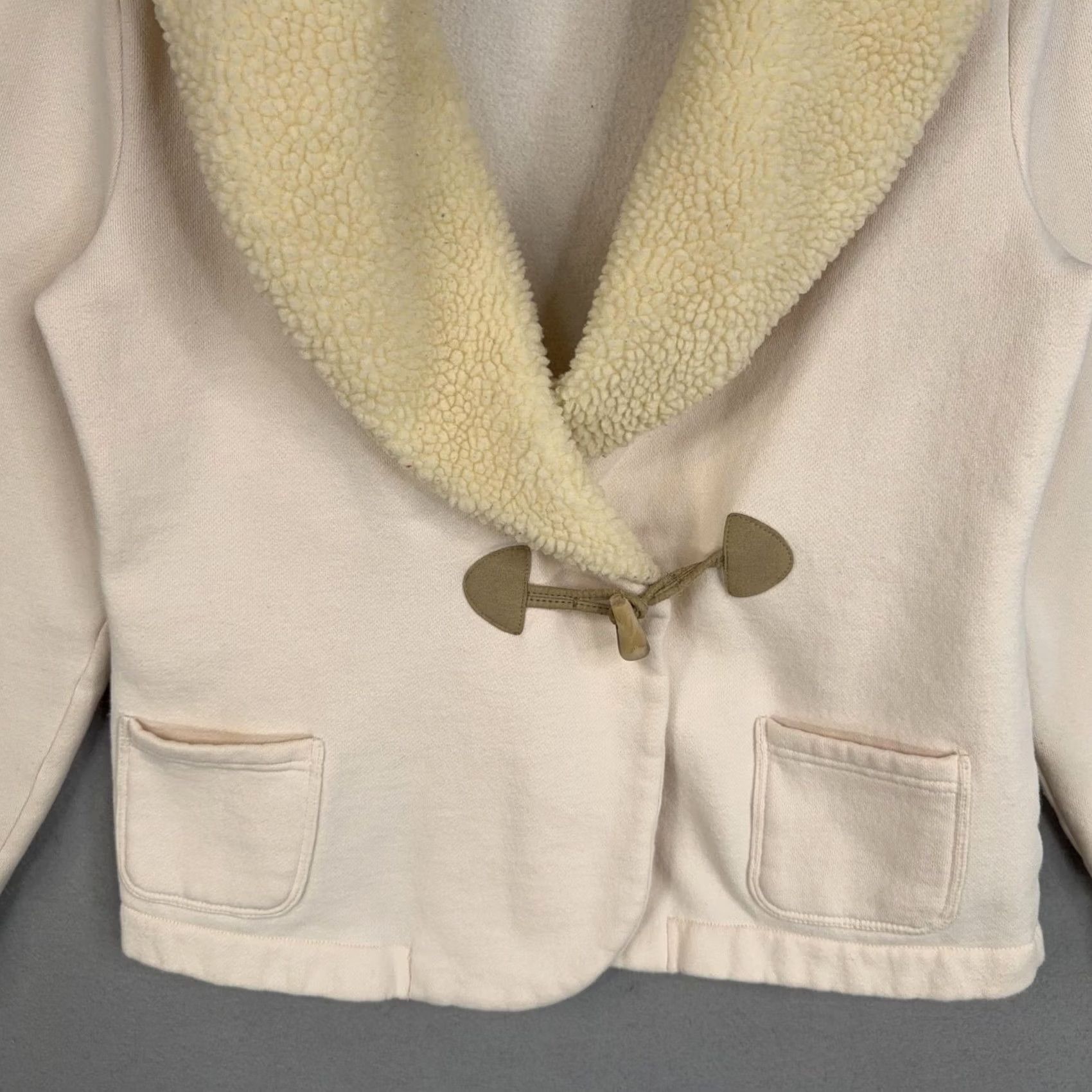Ralph Lauren Lauren Ralph Lauren Jacket Womens Large White Sherpa Fleece Shawl Collar Toggle Size L / US 10 / IT 46 - 3 Thumbnail