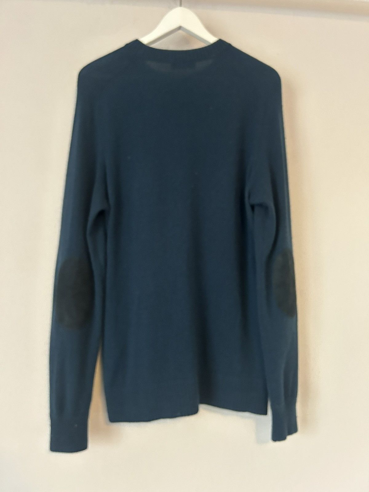 Prada Blue Wool-Cashmere Sweater with Suede Elbow Patches Size US M / EU 48-50 / 2 - 5 Thumbnail