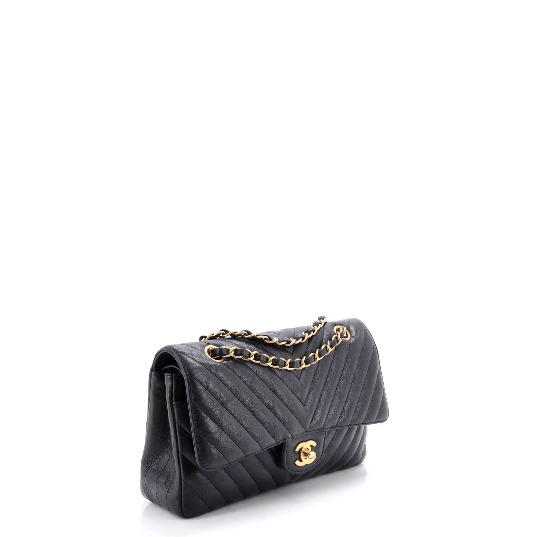 Chanel Classic Double Flap Bag Chevron Iridescent Crumpled Calfskin Size ONE SIZE - 1 Thumbnail