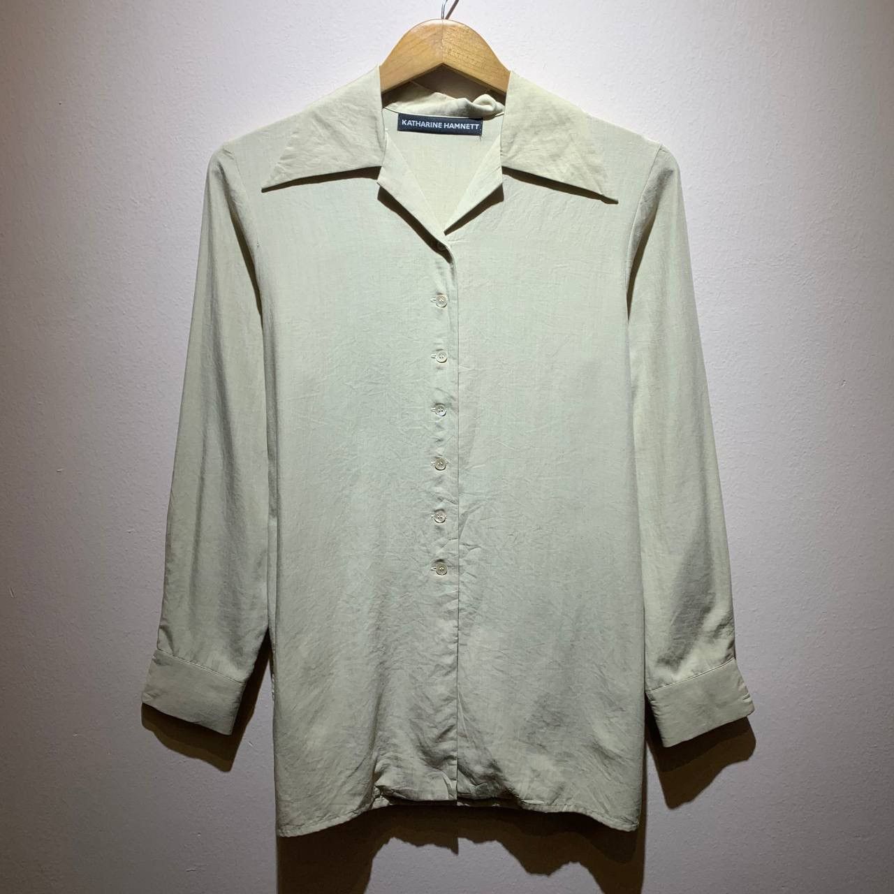 Katharine Hamnett London Katherine Hamnett Open Collar Cream Button Up Shirts Size US M / EU 48-50 / 2 - 1 Thumbnail