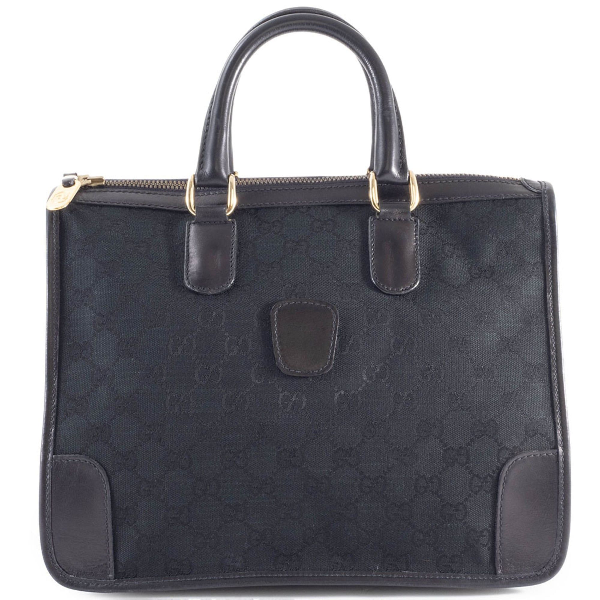 Gucci Old Handbag GG Canvas Leather Black Women's GUCCI