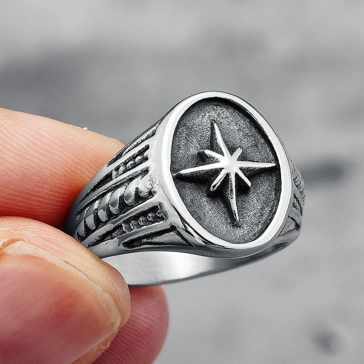 Jewelry North Star Ring Streetwear Jewelry Fashion Gift Size ONE SIZE - 4 Thumbnail
