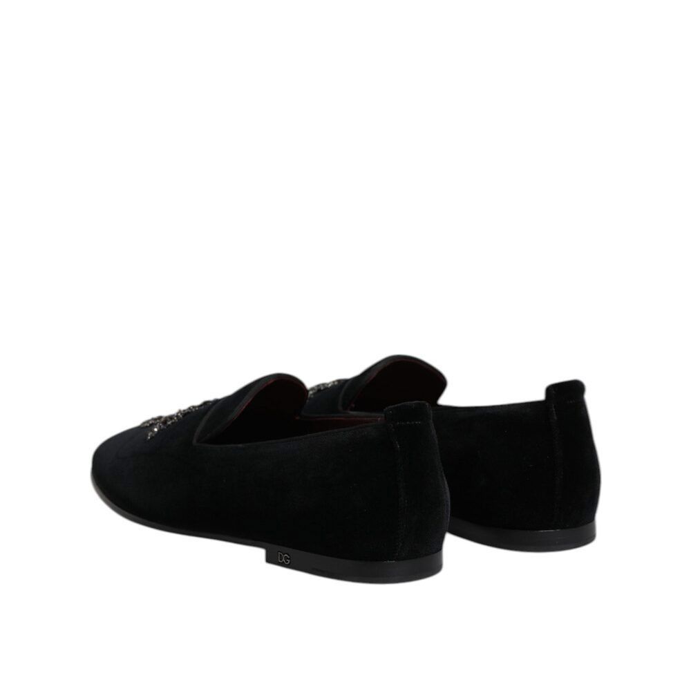 Dolce & Gabbana Dolce & Gabbana Black Velvet Embellished Loafer Slip On Shoe Size US 10 / EU 43 - 5 Thumbnail