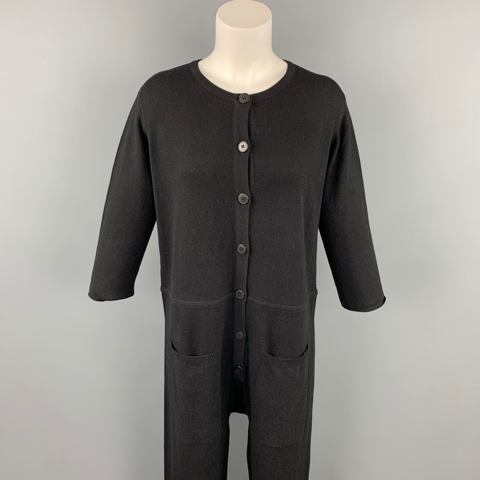 Other SISTER Size M Black Knit Patch Pocket Overalls Size 30" / US 8 / IT 44 - 2 Thumbnail