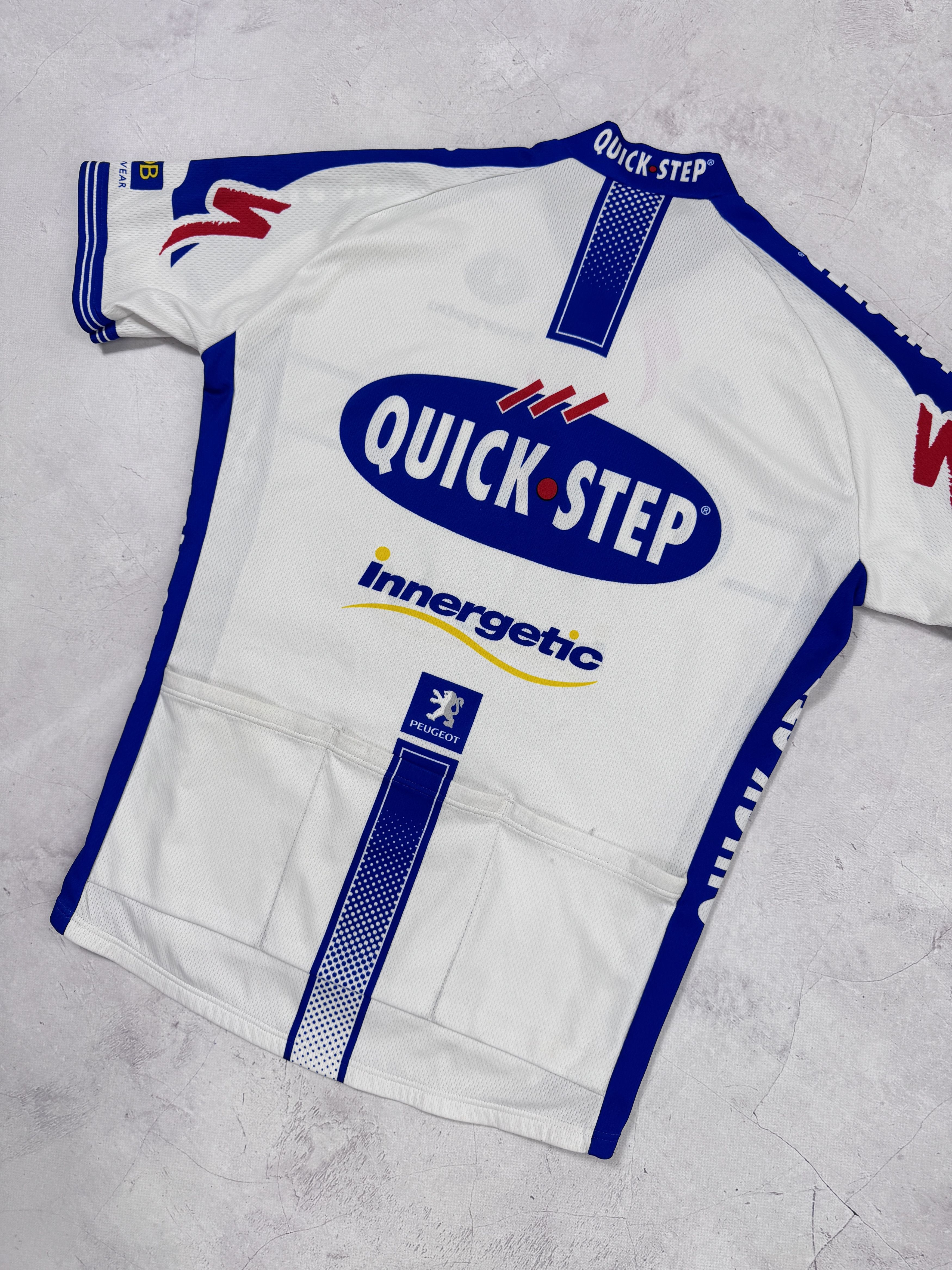 Sports Specialties Vintage Vermarc Quick Step Innergetic Peugeot Cycling Jersey Size US L / EU 52-54 / 3 - 13 Thumbnail