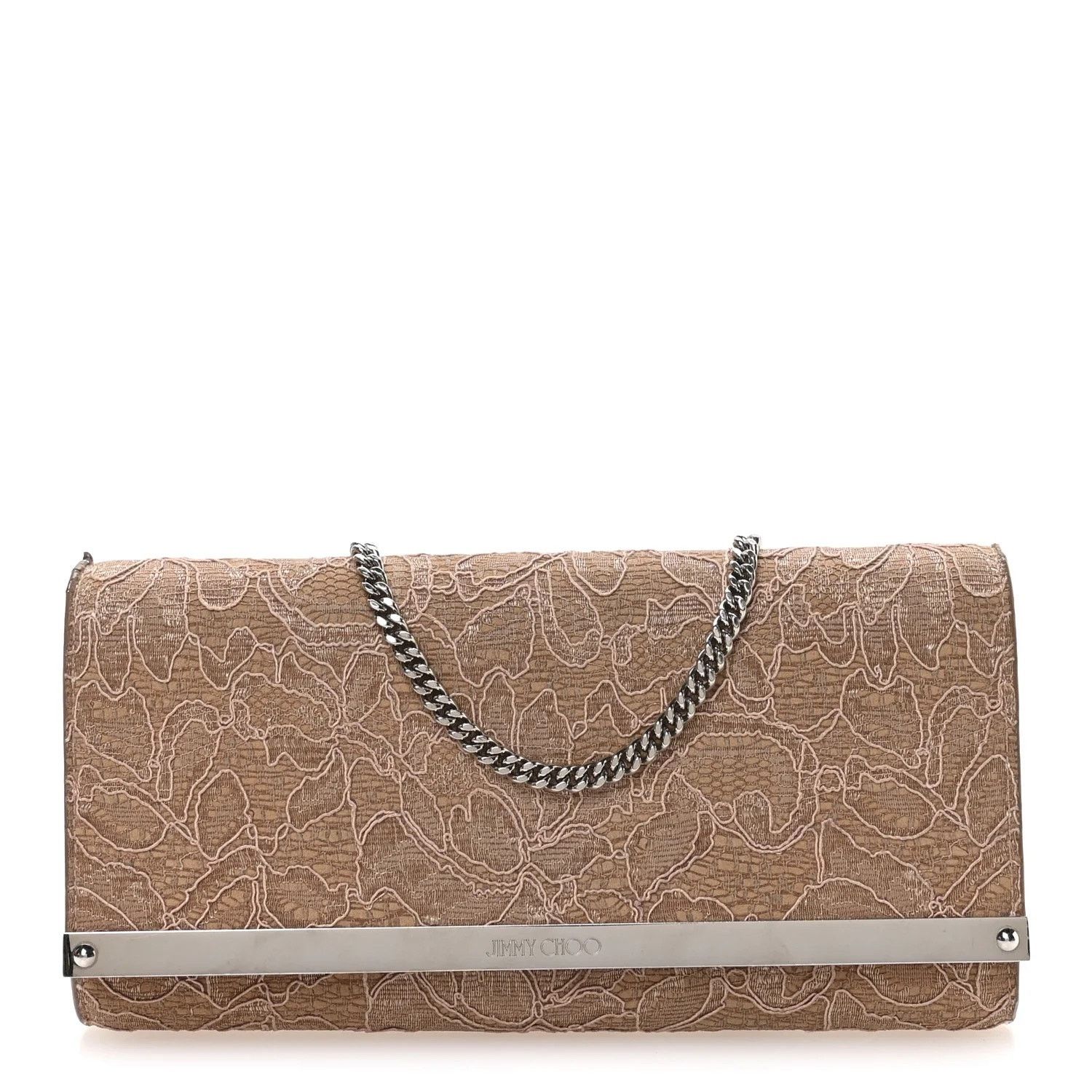Jimmy Choo Jimmy Choo Milla Lace Clutch – Powder Pink w/ Chain Strap Size ONE SIZE - 1 Thumbnail