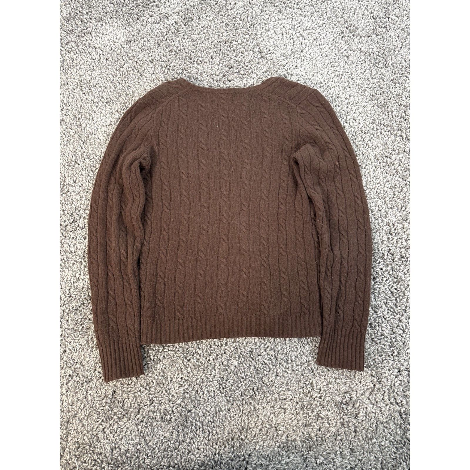 J.Crew VINTAGE J.CREW Sweater Shirt Womens Small Brown Cable-Knit Wool Cashmere Blend V-Neck Mens? Size S / US 4 / IT 40 - 6 Thumbnail