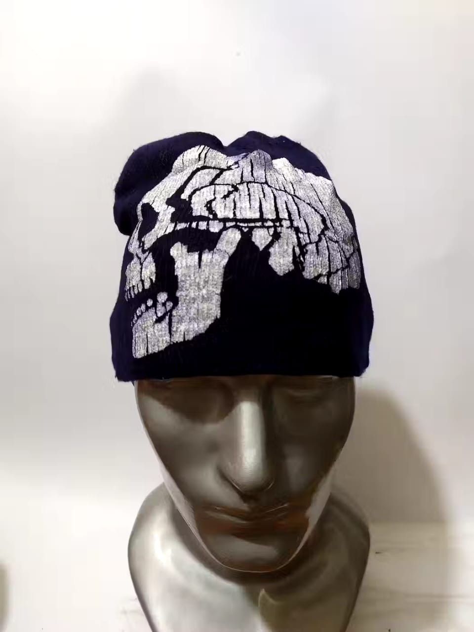 image of Avant Garde Unknown Skull Skeleton Punk Bondage Design Beanie Hats in Black, Men's