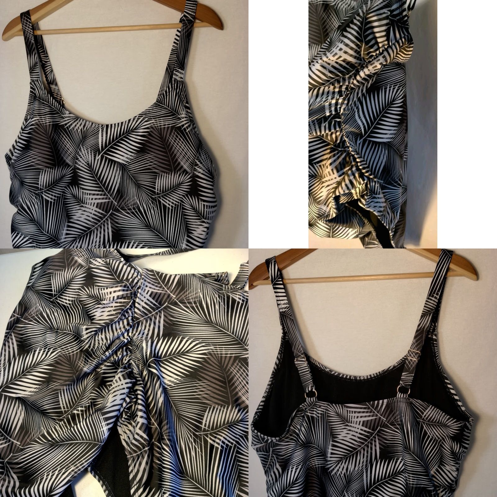 Nicole Miller Nicole Miller Plus Size 3X Bathing Suit One Piece Black White Gray Palm Swimsuit Size XXL / US 16-18 / IT 52-54 - 8 Thumbnail