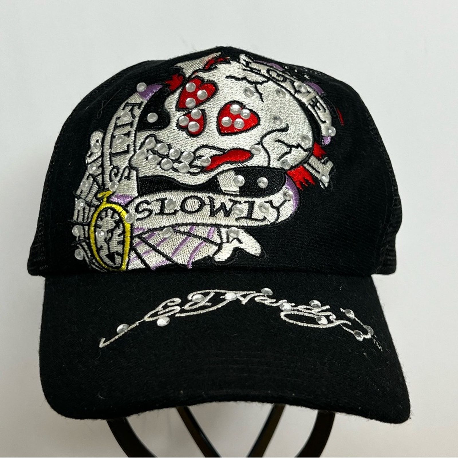Ed Hardy Vintage Ed Hardy Love Kills Slowly Skull Trucker Hat RARE Size ONE SIZE - 1 Thumbnail