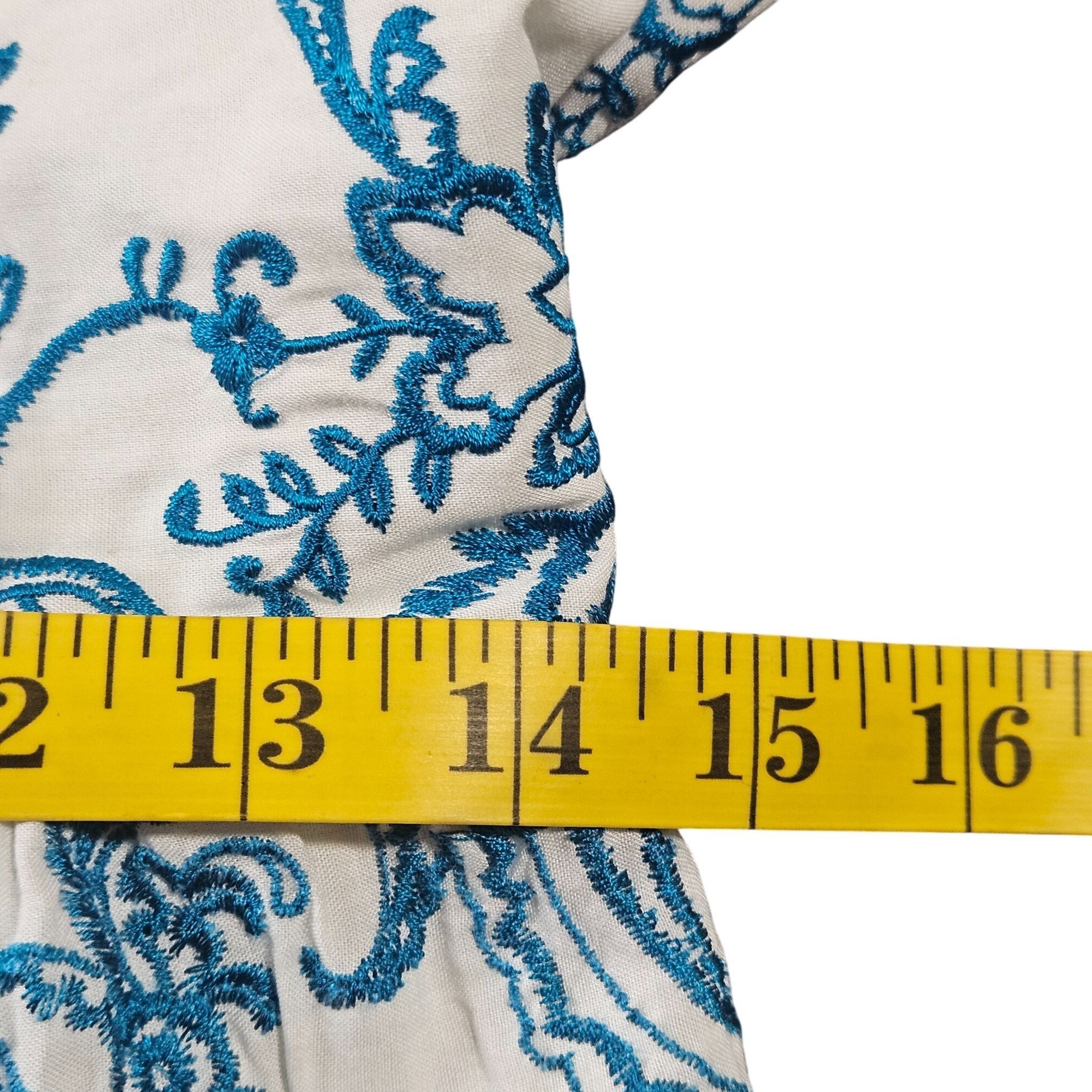 Alice + Olivia Alice + Olivia Blue White Paisley Mini Dress Size 6 | Ruffle Size M / US 6-8 / IT 42-44 - 12 Thumbnail