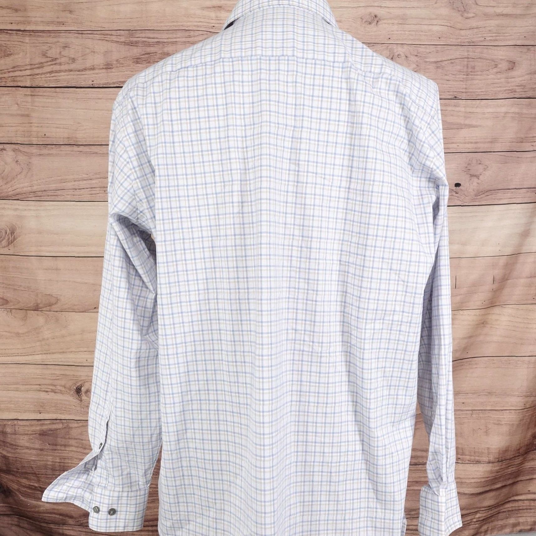 Van Heusen Van Heusen Flex Shirt Mens Large 16.5 34/35 Blue Check Stretch Dress Long Sleeve Size 42R - 4 Thumbnail