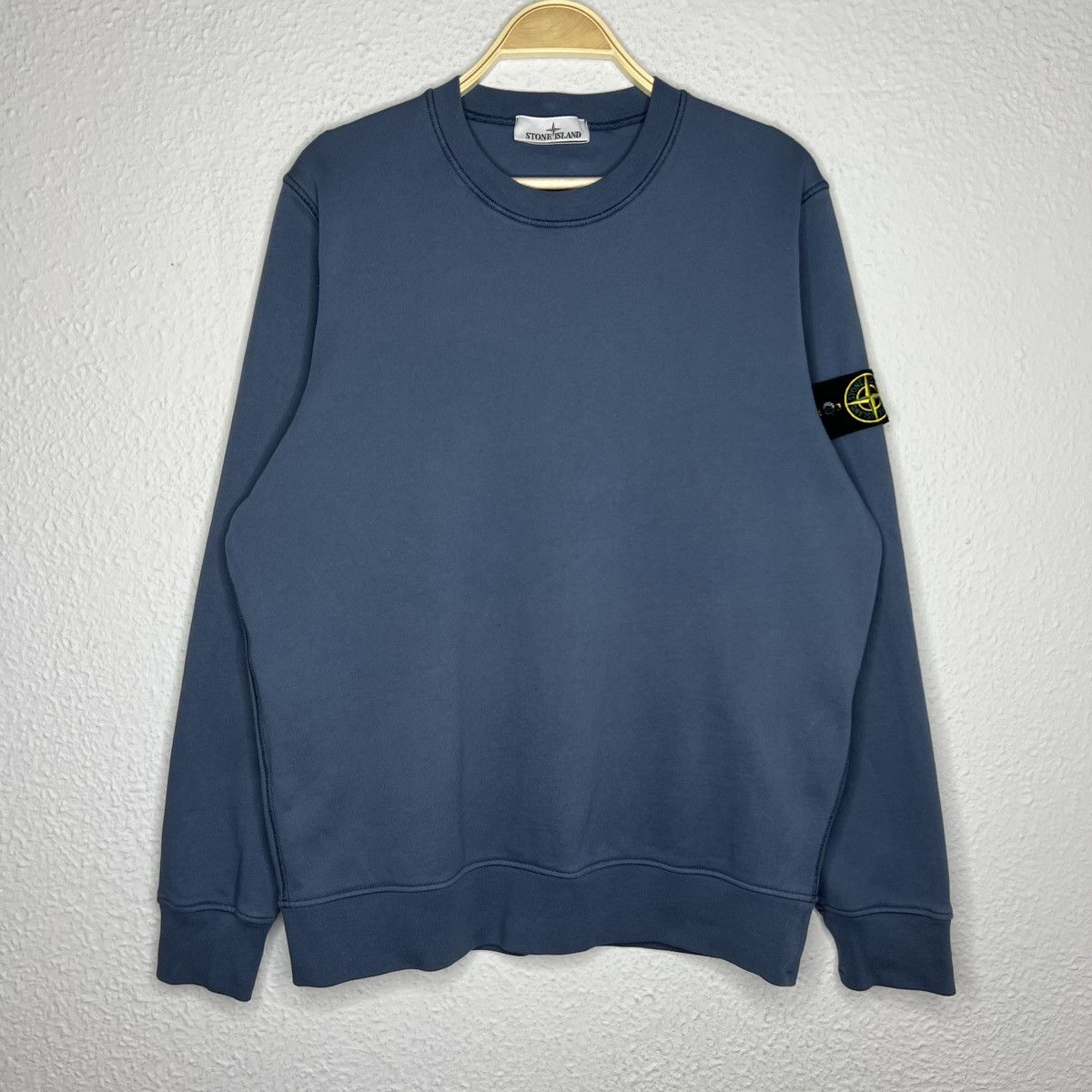 image of Stone Island Sweatshirt Crewneck Blue Navy Badge Patch, Men's (Size XL)