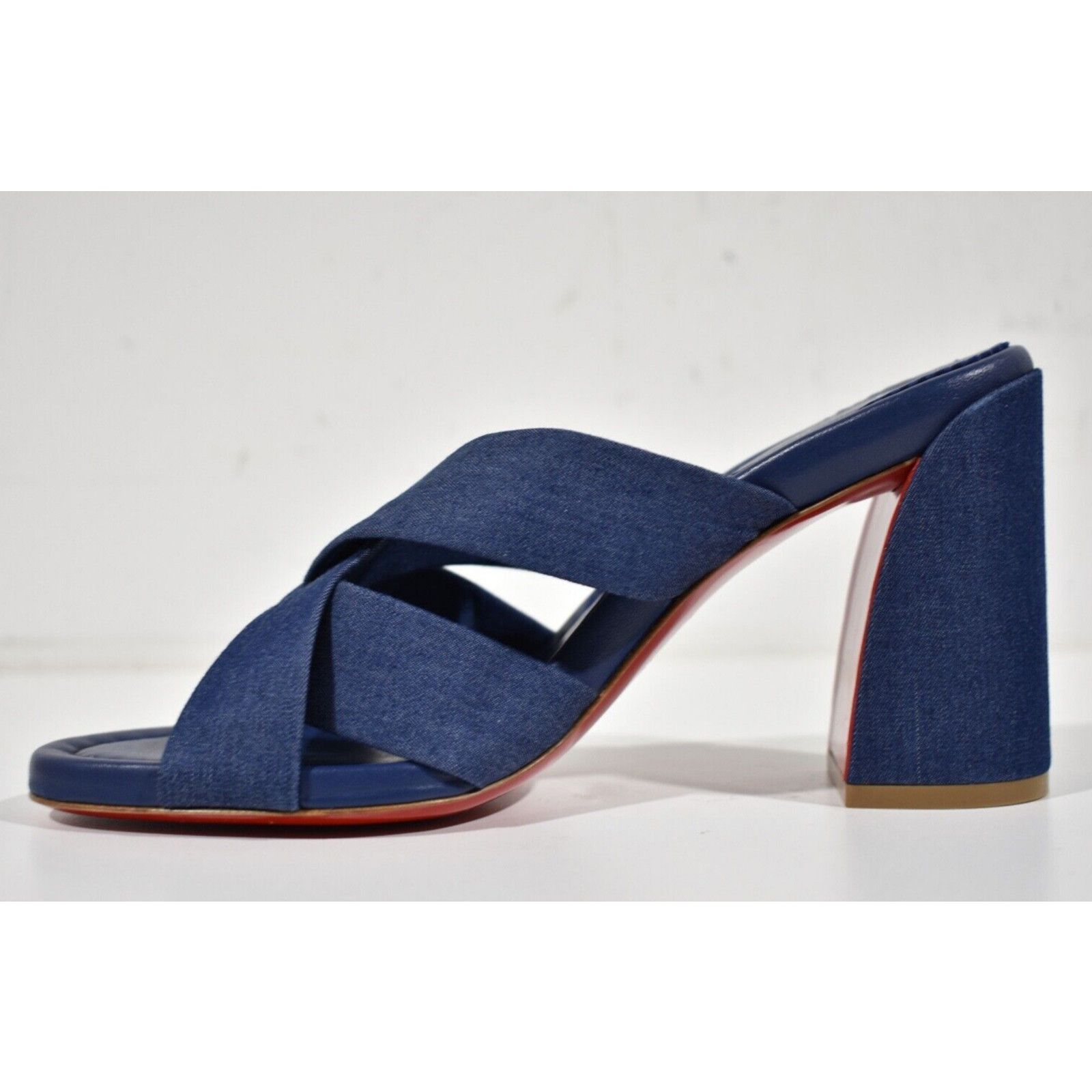 Christian Louboutin Disco Club 85 Blue Denim Backless Mule Sandal Heel 39 Size US 9 / IT 39 - 6 Thumbnail