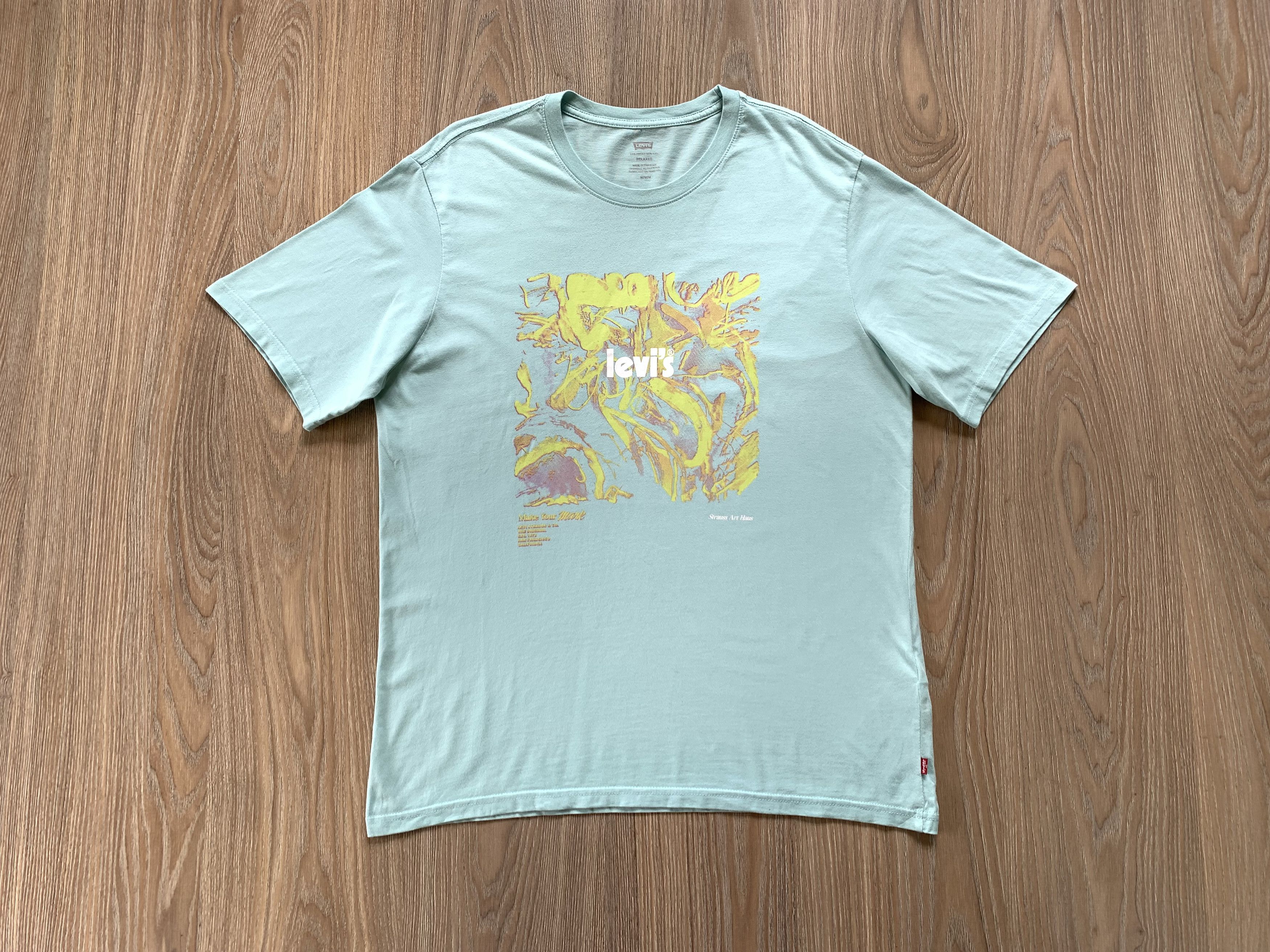 Levi's Levis Printed Turquoise T Shirt Size US M / EU 48-50 / 2 - 2 Thumbnail